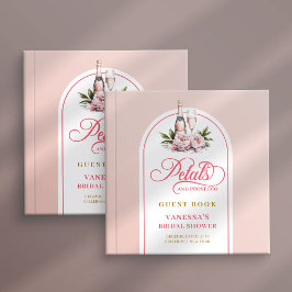 Chic blush gold petals prosecco bridal shower gastenboek