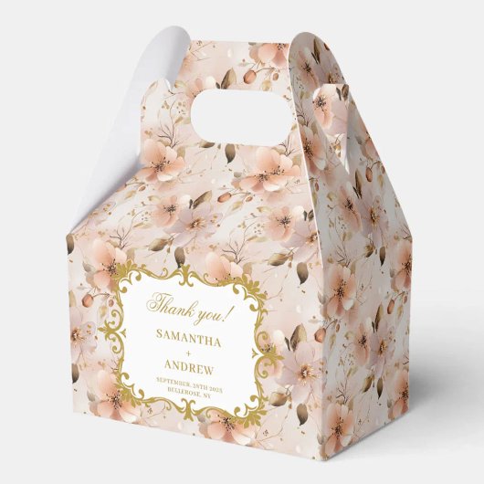 Chic Blush Gold Wedding Favoriet Box Floral Detail Bedankdoosjes