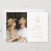 Chic Blush & Ivoor Wildflower Fotobruiloft Save The Date (Voorkant)
