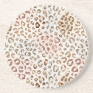 Chic Blush Ivoorkleurige Luipaard Zandsteen Onderzetter