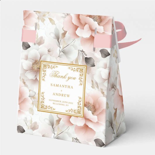 Chic Blush Ivory Gold Wedding Thank You Box Bedankdoosjes