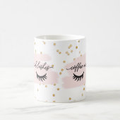 Chic Blush koffie en wimpers Faux Gold met naam Koffiemok (Center)
