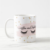 Chic Blush koffie en wimpers Faux Gold met naam Koffiemok (Links)