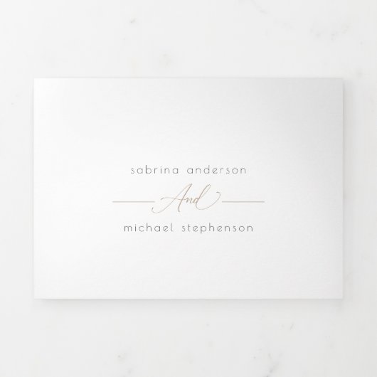 Chic Blush Koraal Witte Pioenrozen ALL in ONE Trou Drieluik Uitnodiging (Cover)