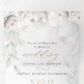 Chic Blush Koraal Witte Pioenrozen ALL in ONE Trou Drieluik Uitnodiging (Binnenzijde eerst)