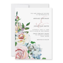Chic Blush Pastel Waterverf Bloemen Huwelijk