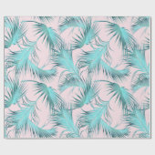 Chic Blush Pink Aqua Blue Palm Frontern Cadeaupapier (Vlak)