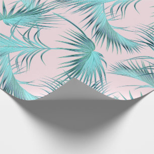 Chic Blush Pink Aqua Blue Palm Frontern Cadeaupapier