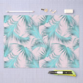 Chic Blush Pink Aqua Blue Palm Frontern Tissuepapier (Craft)