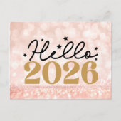Chic Blush Pink Black Hello 2026 Happy New Year Feestdagenkaart (Voorkant)