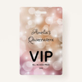 Chic Blush Pink Bokeh Quinceañera Nodig VIP Pass u Badge (Voorkant)