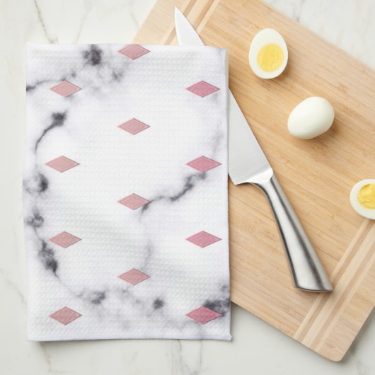 Chic Blush Pink Diamond Marble Patroon Theedoek (Quarter Fold)