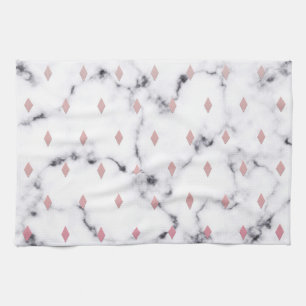 Chic Blush Pink Diamond Marble Patroon Theedoek