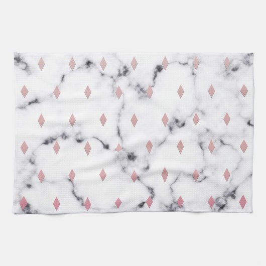 Chic Blush Pink Diamond Marble Patroon Theedoek (Horizontaal)