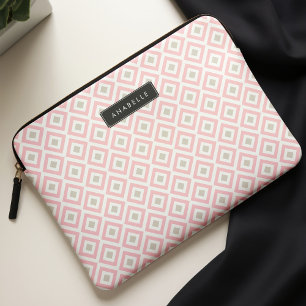 Chic Blush Pink Diamonds Patroon Laptop Sleeve