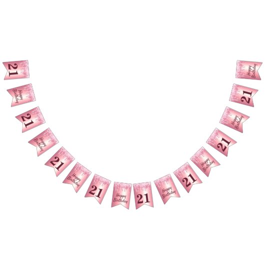 Chic Blush Pink Driving Glitter Birthday Vlaggetjes (Alle)