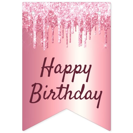 Chic Blush Pink Driving Glitter Birthday Vlaggetjes (Tweede vlag)