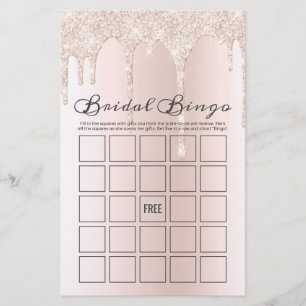Chic Blush Pink Driving Glitter Bridal Bingo Game