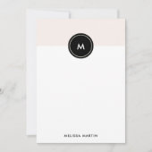 Chic Blush Pink en Black Stationery Notitiekaartje (Voorkant)