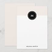 Chic Blush Pink en Black Stationery Notitiekaartje (Voorkant / Achterkant)