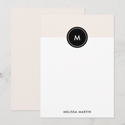 Chic Blush Pink en Black Stationery Notitiekaartje (Voorkant / Achterkant)