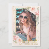 Chic Blush Pink Floral Afstuderen Foto Afbeeldinge Aankondiging (Voorkant)