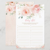 Chic Blush Pink Floral Baby ABC Fun Shower Game (Voorkant / Achterkant)
