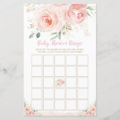 Chic Blush Pink Floral Baby shower Bingo Game (Voorkant)