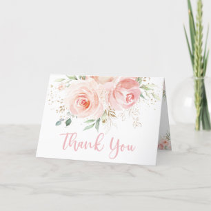 Chic Blush Pink Floral Baby Vrijgezellenfeest Wedd Bedankkaart