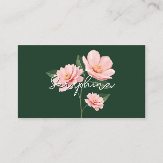 Chic Blush Pink Floral Botanical Girly Feminine Visitekaartje (Voorkant)