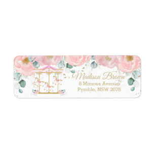 Chic Blush Pink Floral Carousel Return Address Etiket