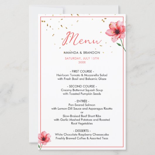 Chic Blush Pink Floral Confetti Frame Wedding (Voorkant)