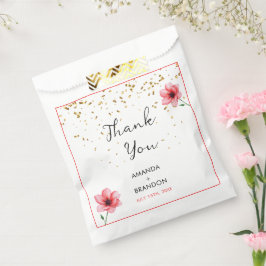 Chic Blush Pink Floral Confetti Frame Wedding Bedankzakje