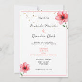 Chic Blush Pink Floral Confetti Frame Wedding Kaart (Voorkant)