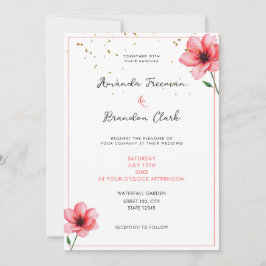 Chic Blush Pink Floral Confetti Frame Wedding Kaart