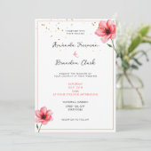 Chic Blush Pink Floral Confetti Frame Wedding Kaart (Staand voorkant)