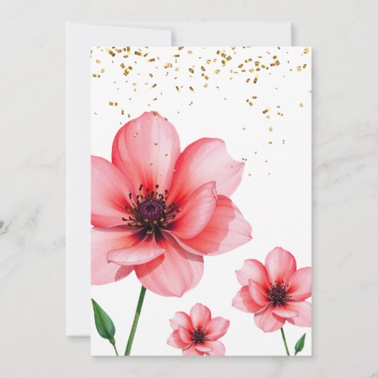 Chic Blush Pink Floral Confetti Frame Wedding Kaart (Achterkant)