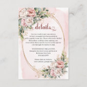 Chic Blush Pink Floral Eucalyptus Details Card Informatiekaartje (Voorkant)