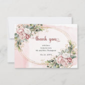 Chic Blush Pink Floral Eucalyptus Wedding  Bedankkaart (Voorkant)