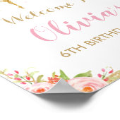 Chic Blush Pink Floral Fairy Birthday Welkom Poster (Hoek)