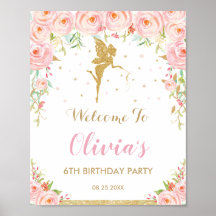 Chic Blush Pink Floral Fairy Birthday Welkom