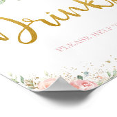 Chic Blush Pink Floral Gold Foliage Drink Sign. Poster (Hoek)