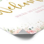 Chic Blush Pink Floral Greeneral Gold Welcome Sign Poster (Hoek)