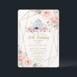 Chic Blush Pink Floral High Tea Birthday Party Kaart<br><div class="desc">Pas deze uitnodiging van de het feederpartij van de chic met uw eigen formuleringen gemakkelijk en snel aan, druk eenvoudig de pas het knoop aan om de stijl en de plaatsing van de tekst verder te herschikken en te formatteren. Deze elegante uitnodiging is voorzien van een theepot, theebekers, gewetensloze desserts,...</div>