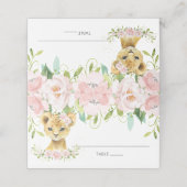 Chic Blush Pink Floral Lion Cub Guest Name Plaatskaartje (Buitenkant ongevouwen)