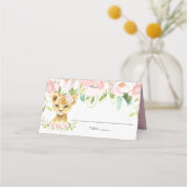 Chic Blush Pink Floral Lion Cub Guest Name Plaatskaartje (Achterkant)