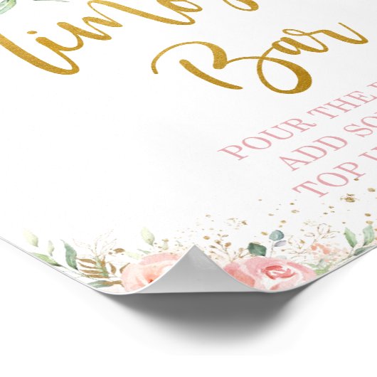 Chic Blush Pink Floral Mimosa Bar Bubble Drink Poster (Hoek)