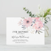 Chic Blush Pink Floral Moving Announcement Card Aankondiging (Staand voorkant)
