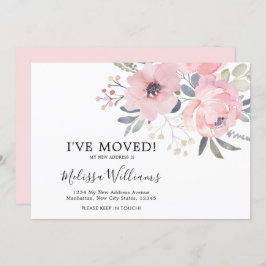 Chic Blush Pink Floral Moving Announcement Card Aankondiging