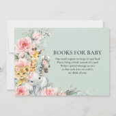 Chic Blush Pink Floral Oerwoud Animals Baby shower Kaart (Achterkant)